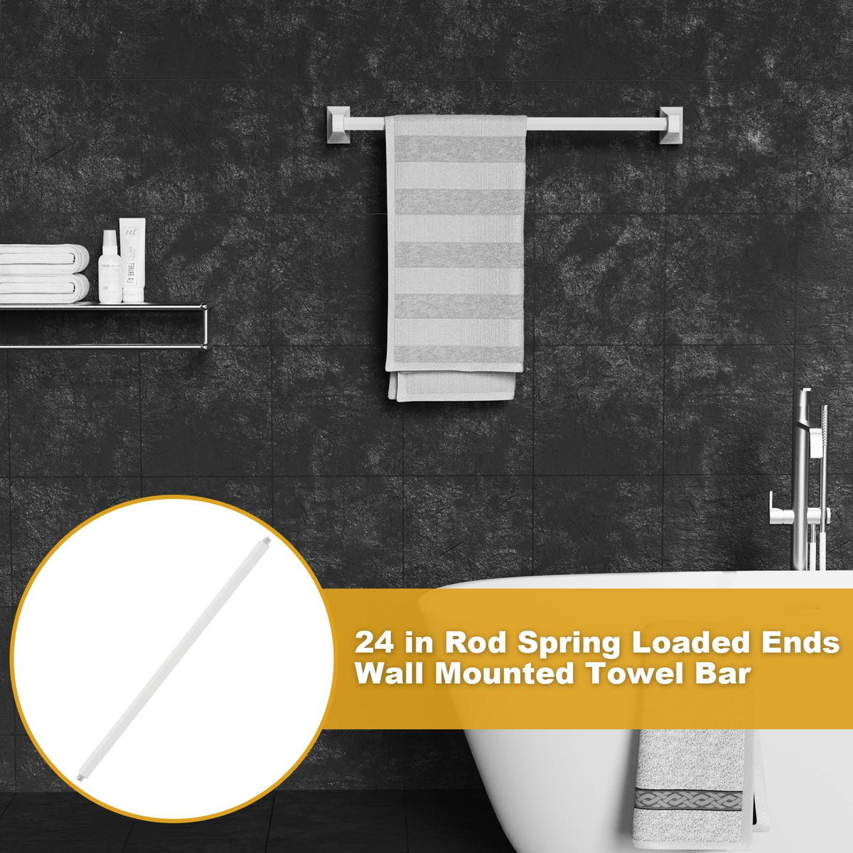 Showingo towel bar replacement rod modern clean design complements any bathroom.