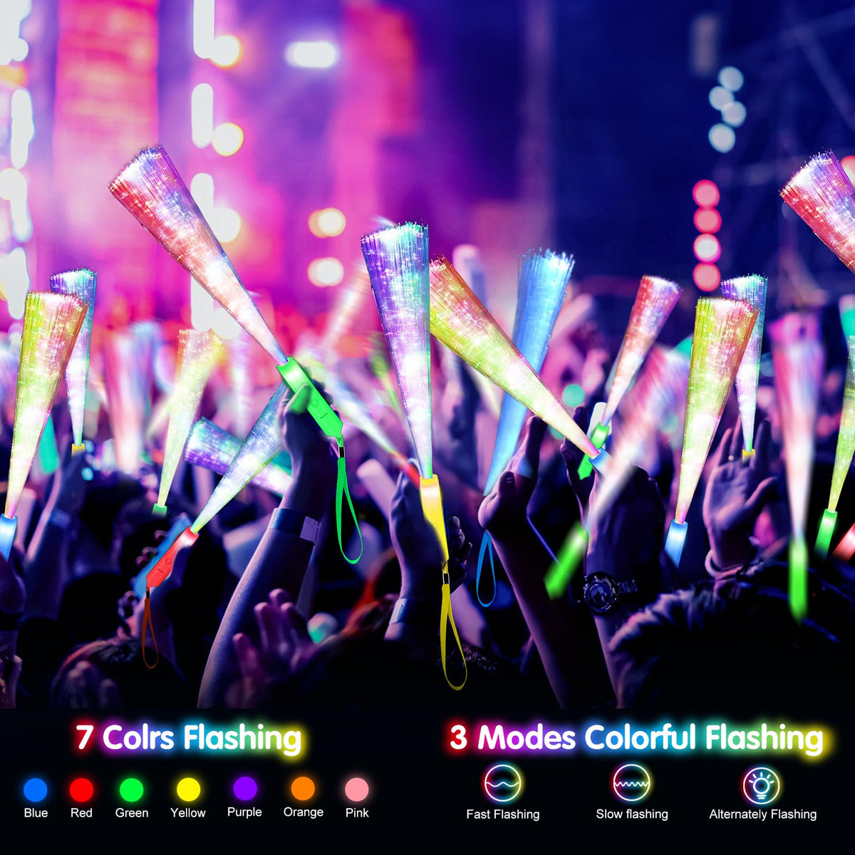 SHQDD fiber optic wands cycling colors create dynamic party moments.