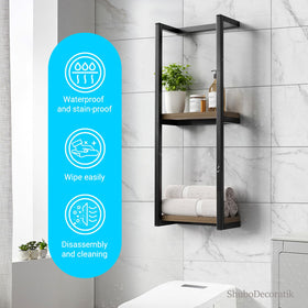 ShuboDecoratik two-tier wall-mount towel rack keeps towels organized and within reach.