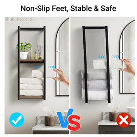 ShuboDecoratik towel rack holds up to six towels for organized storage.