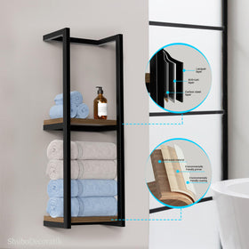 ShuboDecoratik towel rack in modern black finish complements contemporary bathrooms.