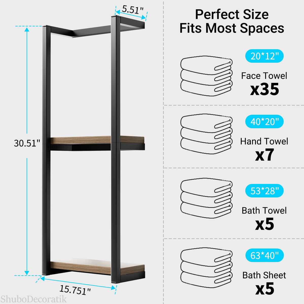 ShuboDecoratik wall-mounted design frees floor space for easy foot traffic.