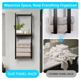 ShuboDecoratik wall rack keeps towels handy in bathroom or bedroom.