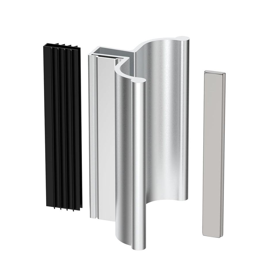 Shuisen bright chrome shower handle for a sleek frameless look and secure operation.