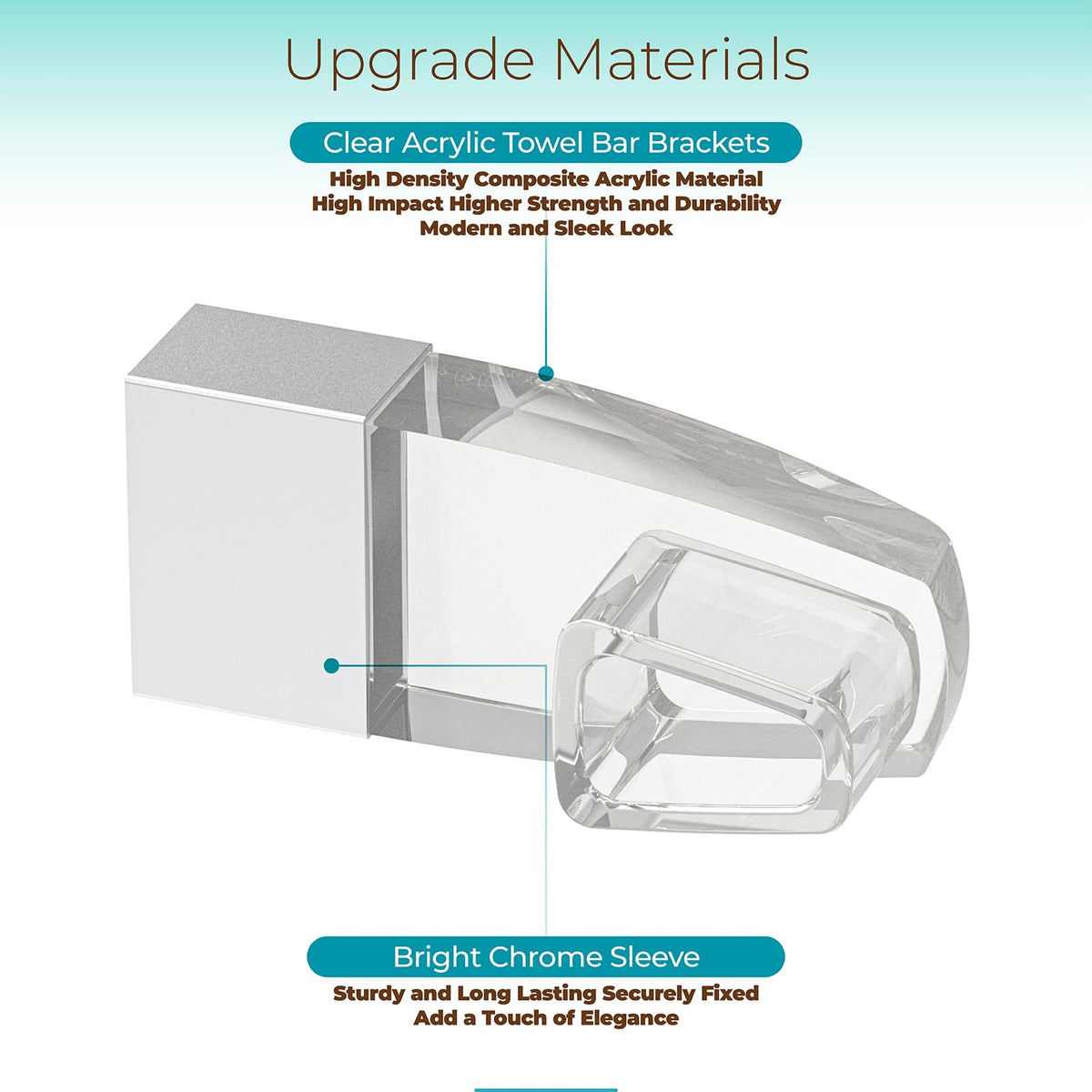 Shuisen chrome sleeve detail on bracket adds modern bathroom accent.