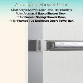 Shuisen clear brackets blend with glass for a discreet bathroom look.