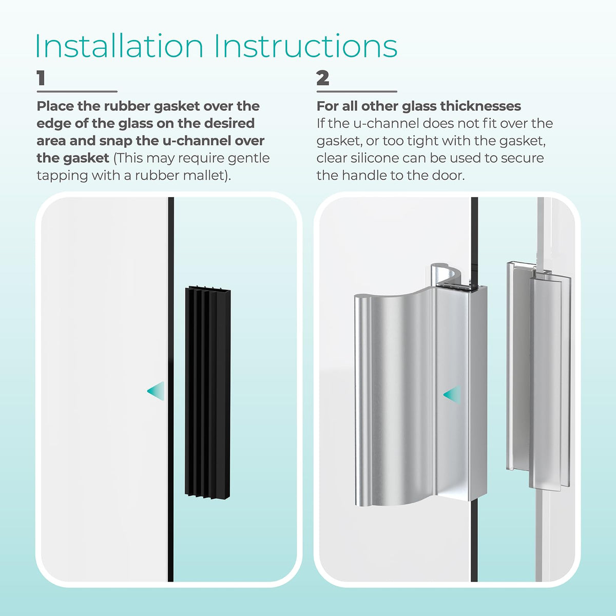 Shuisen rubber gasket protects glass edges during mounting.
