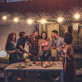 SHUKAN remote control and timer enable customizable lighting scenes.