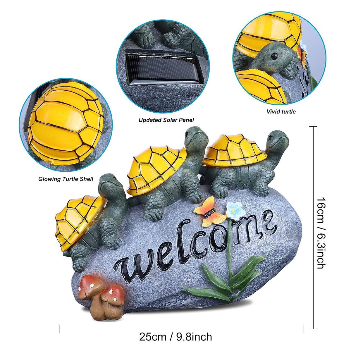 Shumi fall garden turtle ornament glows warmly, enhancing Thanksgiving and Christmas yard displays.