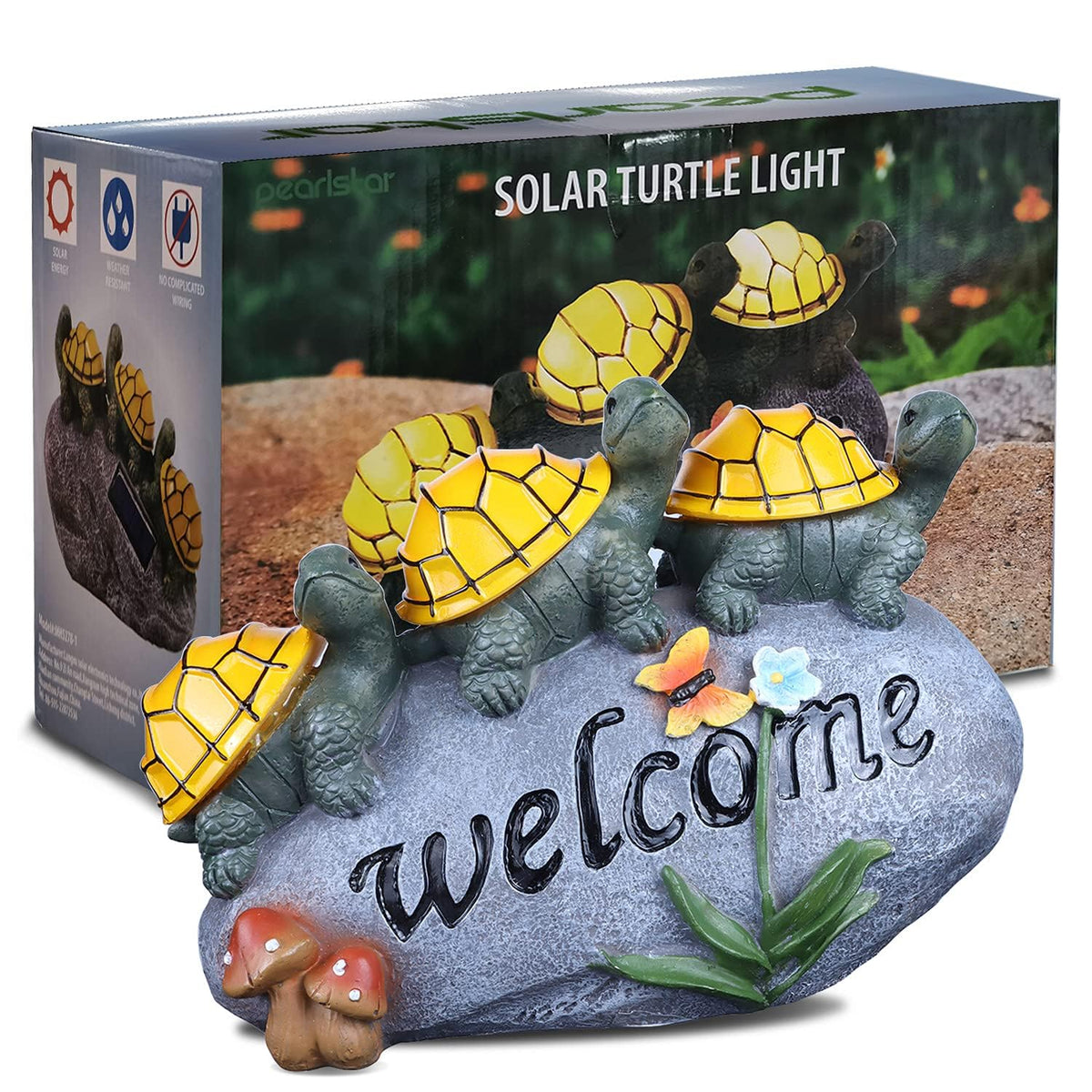 Shumi holiday garden turtle decor shines with fairy-tale glow for festive yards.