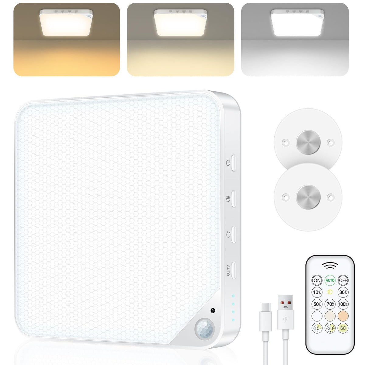 ShunFSC rechargeable 8W motion sensor light with wireless setup for easy use