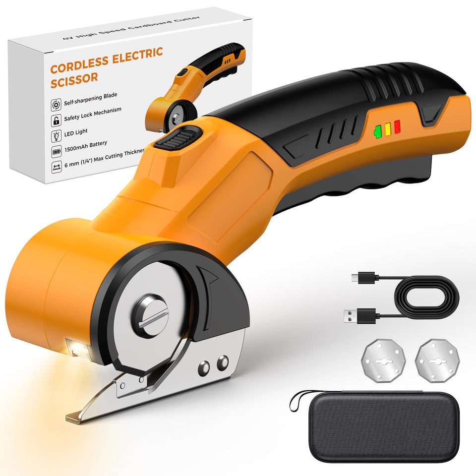 Shuniu cordless electric scissors cutting fabric with precise, smooth results for DIY projects