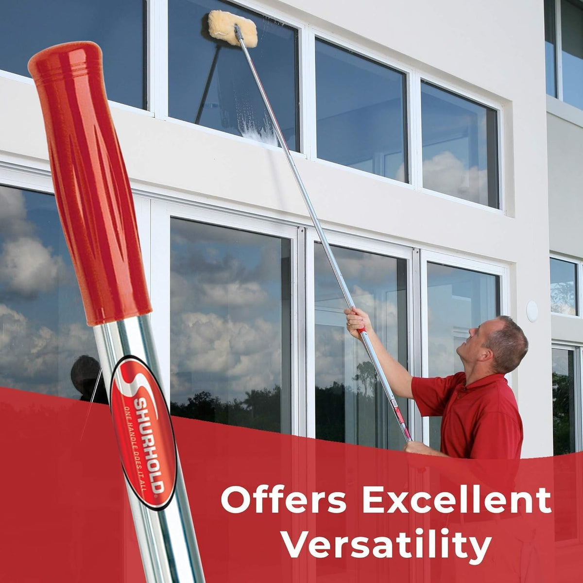 Shurhold lightweight pole reduces fatigue during tasks.