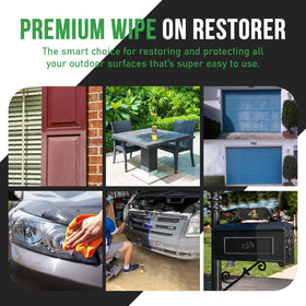 Shutter Renu Wipe On on garage door renews color and adds protection.