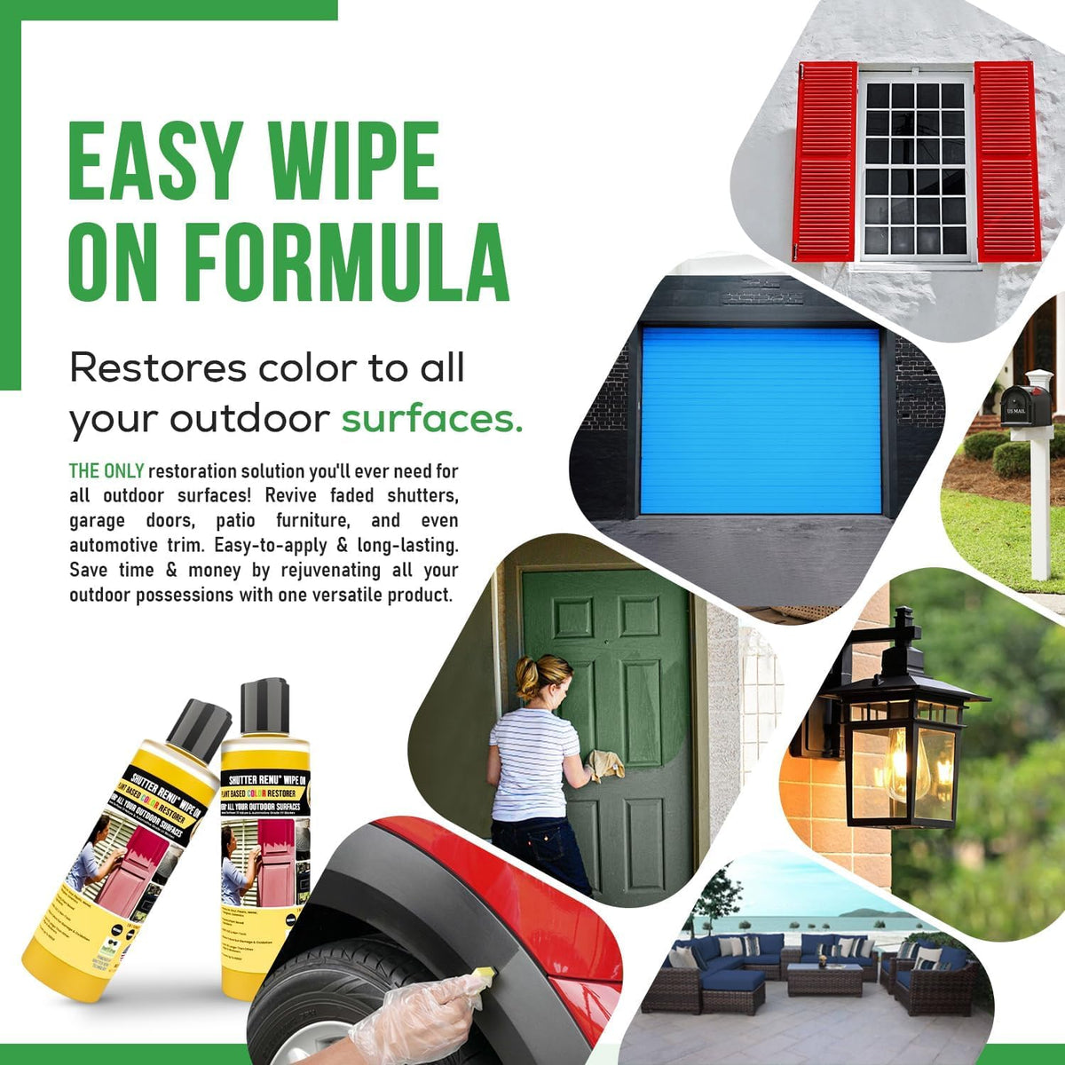 Shutter Renu Wipe On on plastic car trim refreshed for a vibrant look.