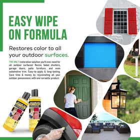 Shutter Renu Wipe On on plastic car trim refreshed for a vibrant look.