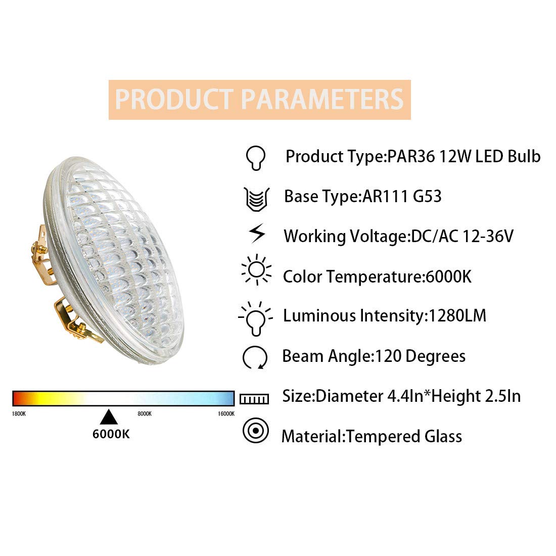 SHUWDKAR PAR36 LED tractor light delivering bright outdoor working illumination