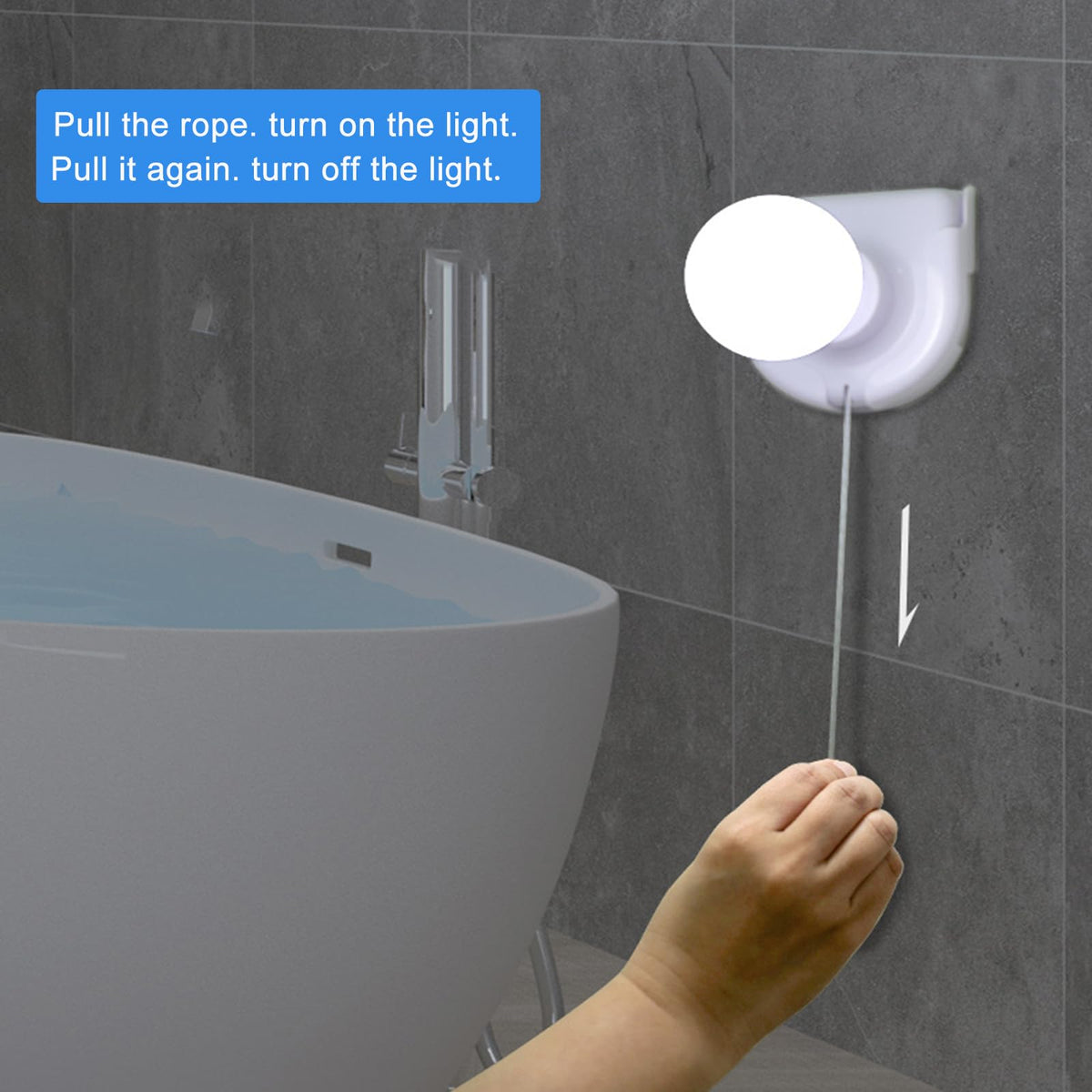 Shuwea stick-on wall light with pull chain provides easy on/off control.