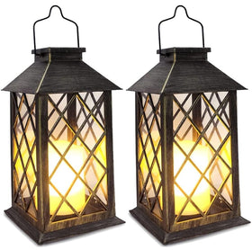 SHYMERY solar lanterns two-pack outdoors, 14-inch height, ideal for patios