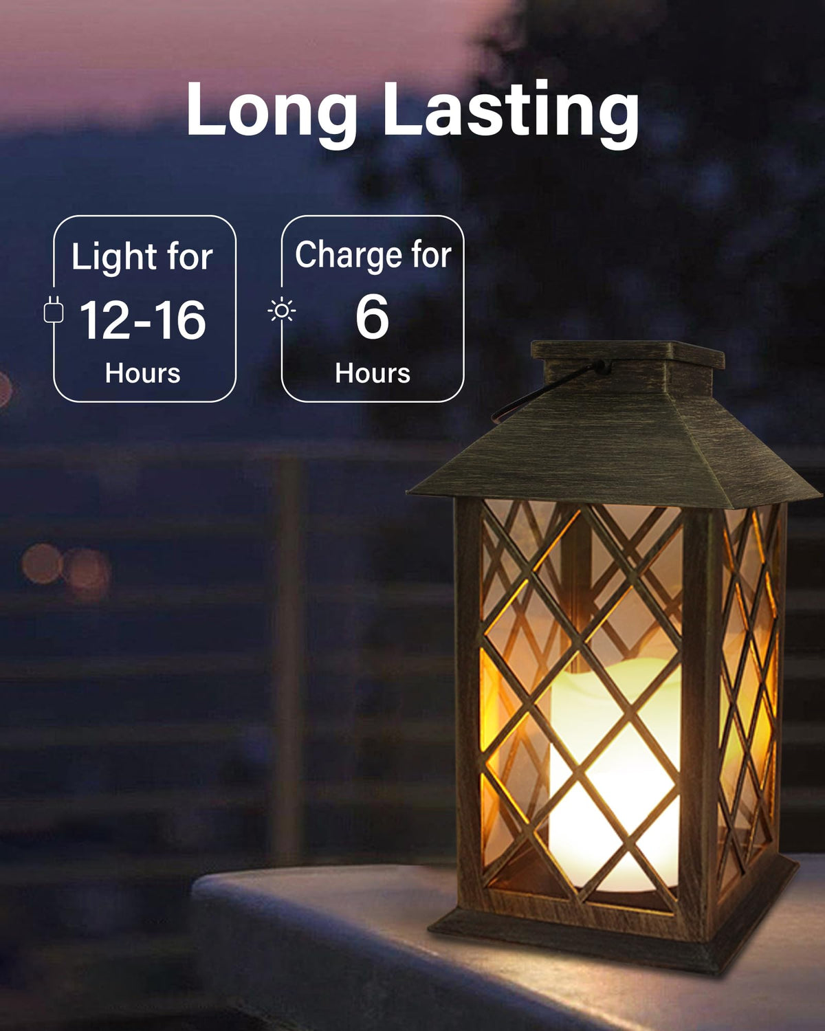 Two-lantern set ready for outdoor tables and pathways