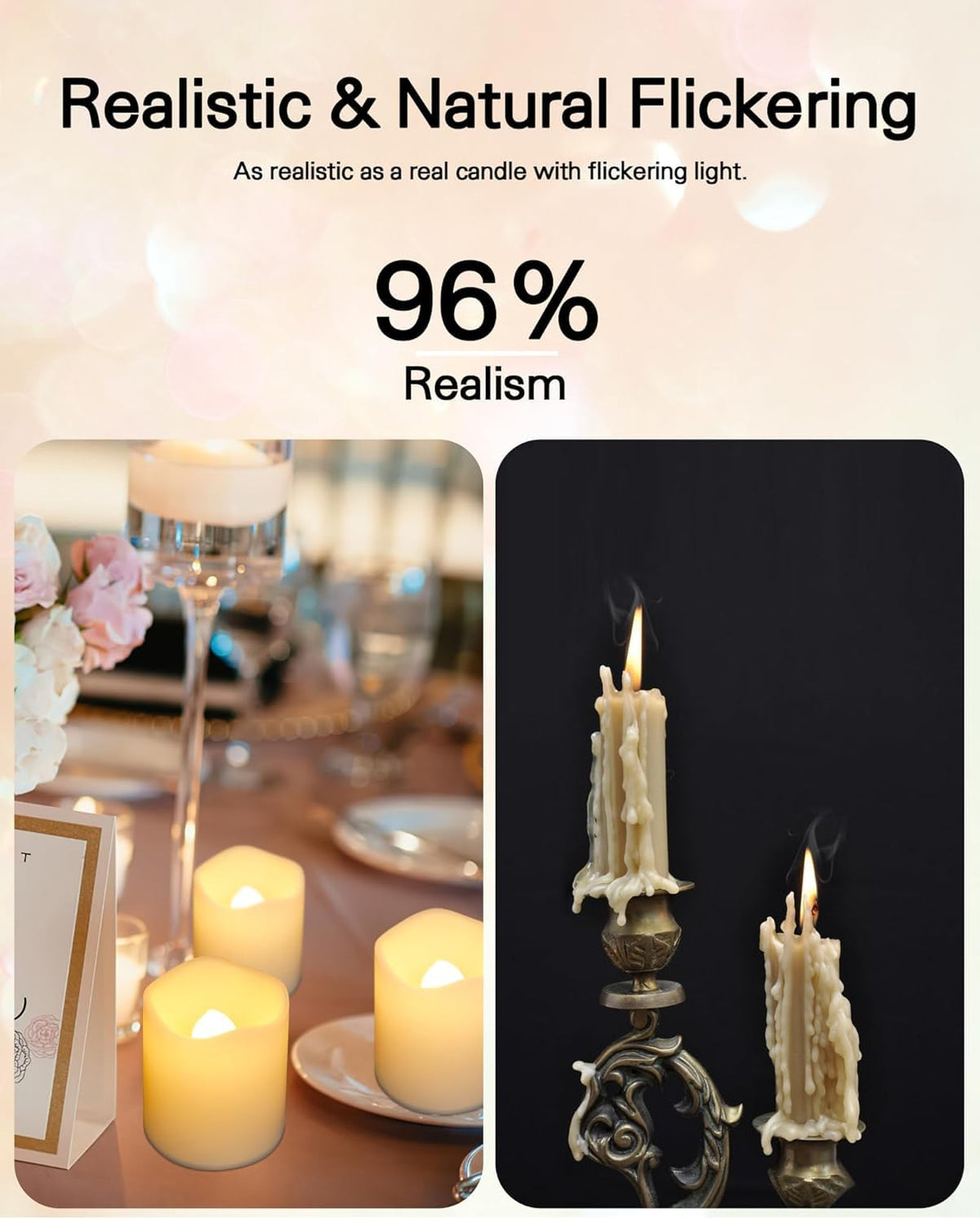 SHYMERY candles on wedding tables create romantic ambiance.