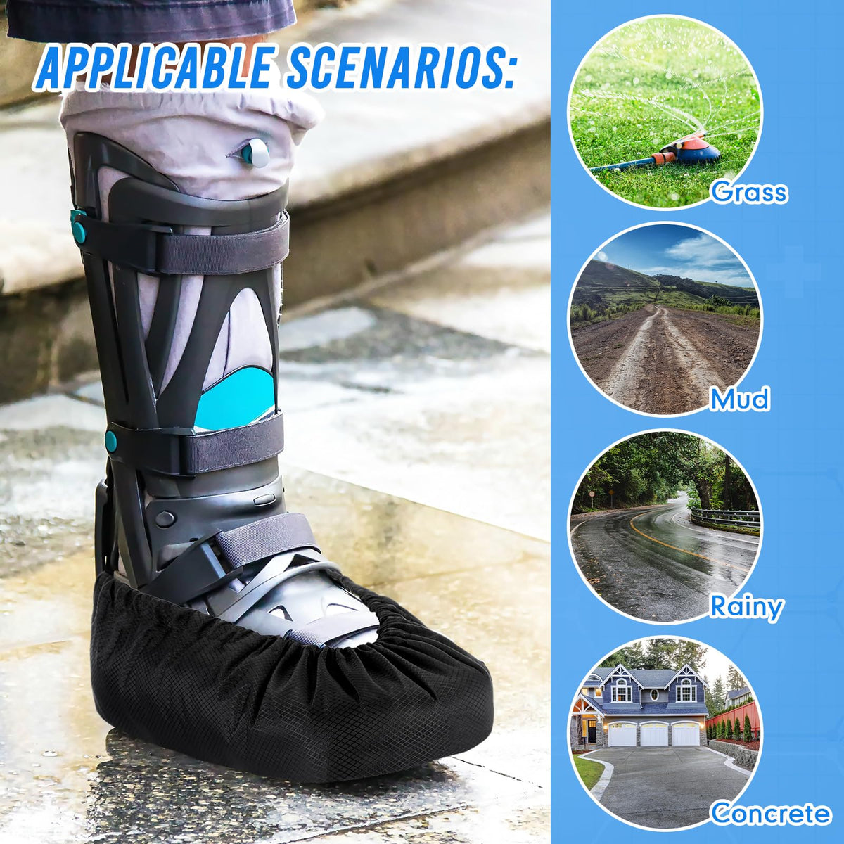 Shyyween boot cover with a thickened non-slip PVC bottom for indoor safety.