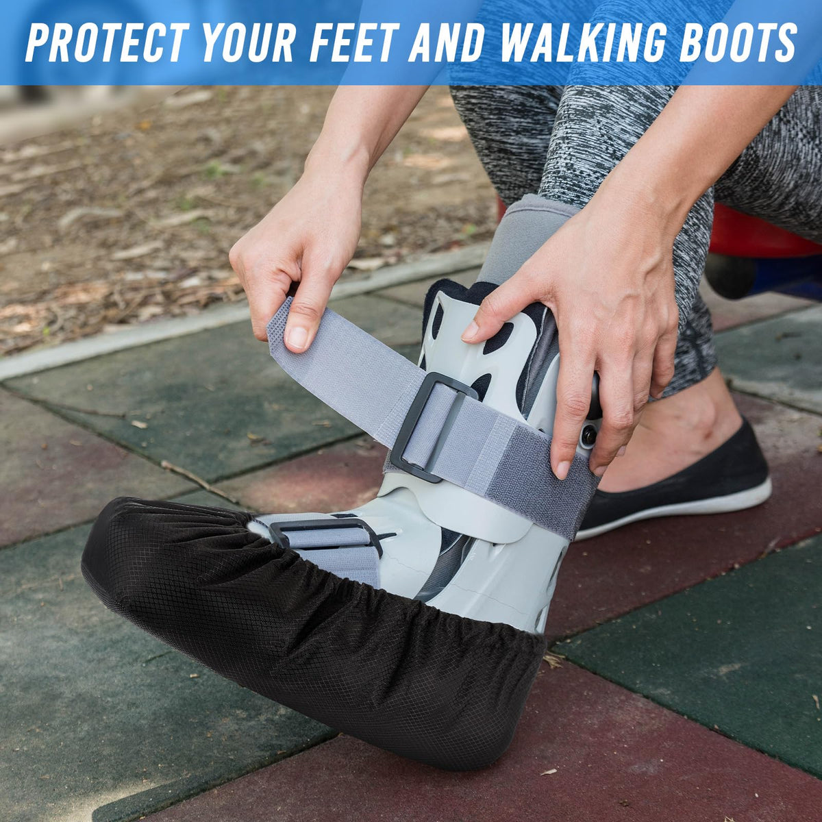 Shyyween boot cover featuring waterproof diamond mesh fabric keeps boots dry.