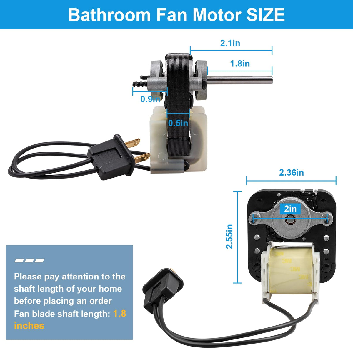 Siasky fan motor shaft 3/16 inch by 1-3/4 inch precision