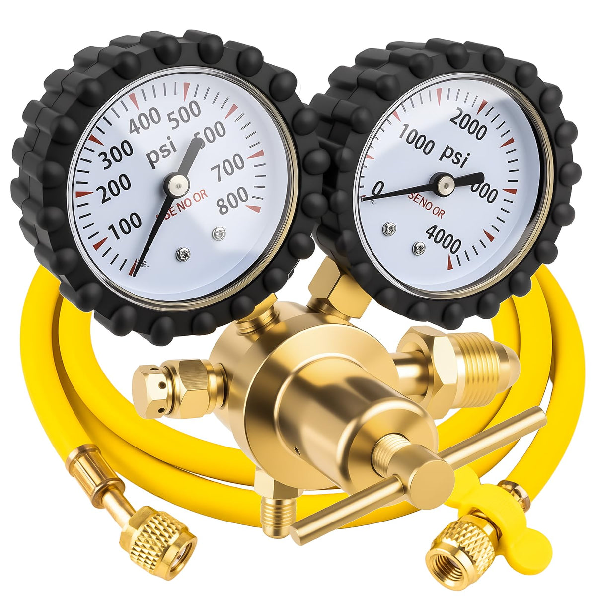 Siasky nitrogen regulator setup on a workbench for testing