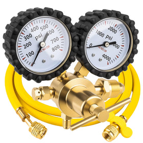 Siasky nitrogen regulator setup on a workbench for testing