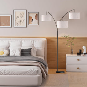 SIBRILLE 27W linen shade diffuses warm ambience.