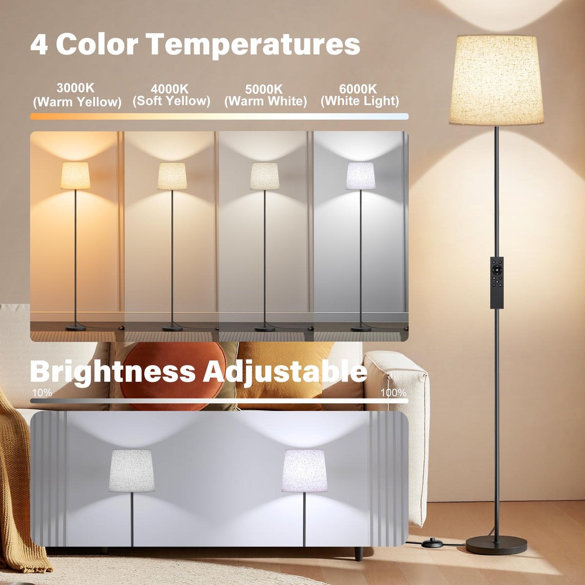 SIBRILLE remote-controlled lamp adds convenient control for cozy reading sessions.