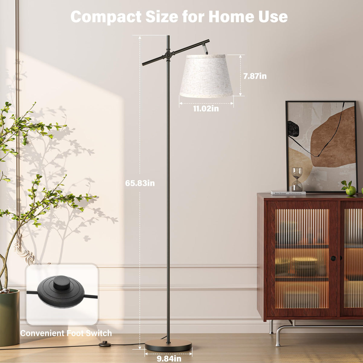 SIBRILLE floor lamp rotatable head lets you adjust light angle for tasks.