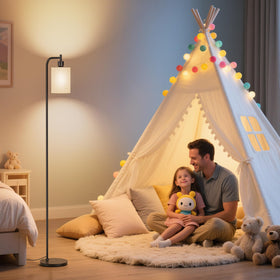 SIBRILLE floor lamp weighted base prevents tipping on carpets.