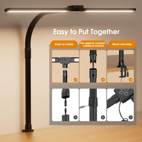 Sibrille LED desk lamp featuring stepless dimming for smooth brightness changes