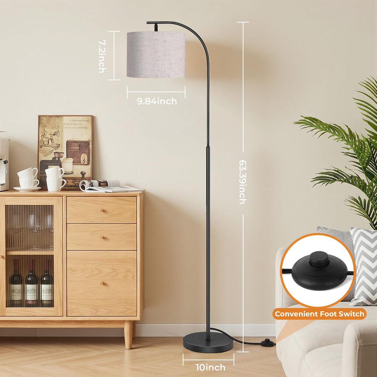 Sibrille reading lamp in living room creates focused task lighting.