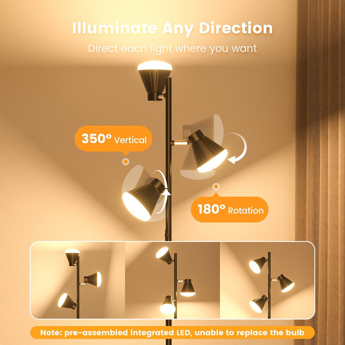 SIBRILLE dimmable LED lamp with four color temperatures for warm or cool scenes