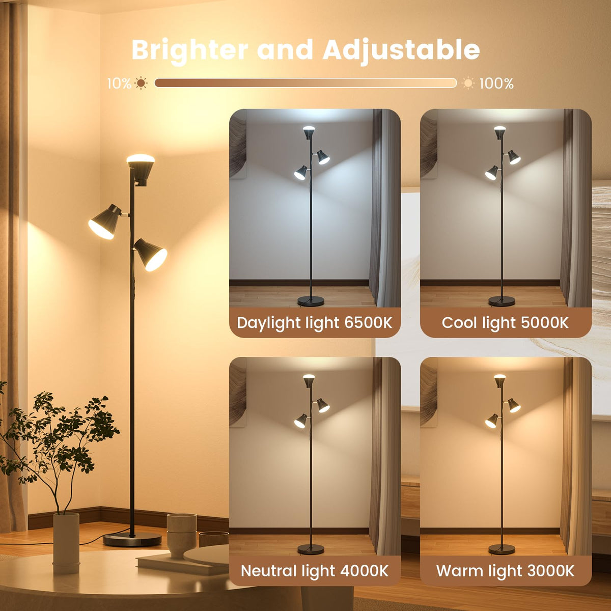 SIBRILLE remote-controlled floor lamp for effortless brightness and mood changes