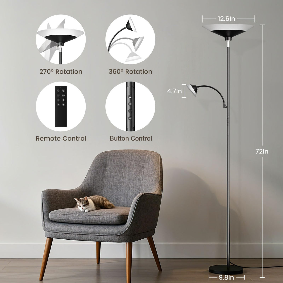 SIBRILLE lamp tall standing silhouette for broad corner illumination