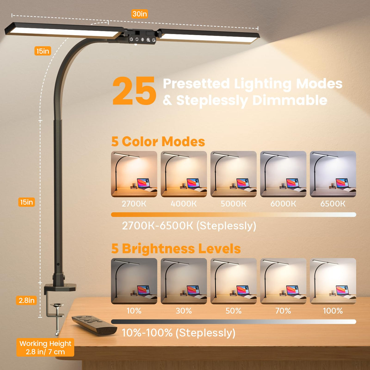 SIBRILLE dual-head design provides broad coverage for multi-monitor setups