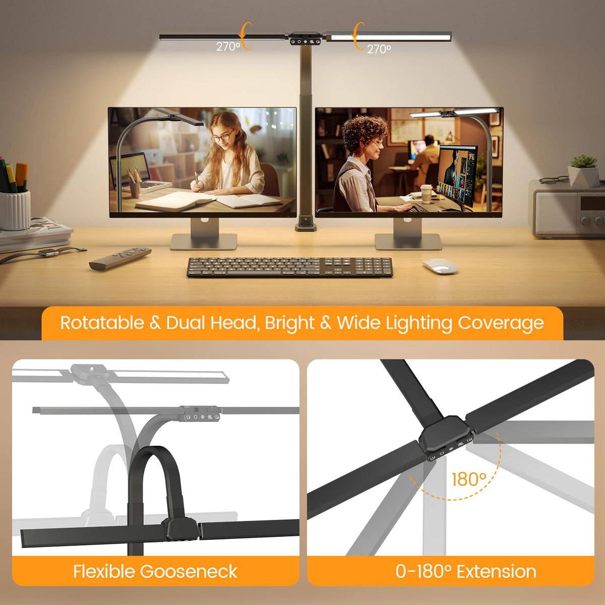 SIBRILLE desk lamp with remote control for quick brightness and color adjustments