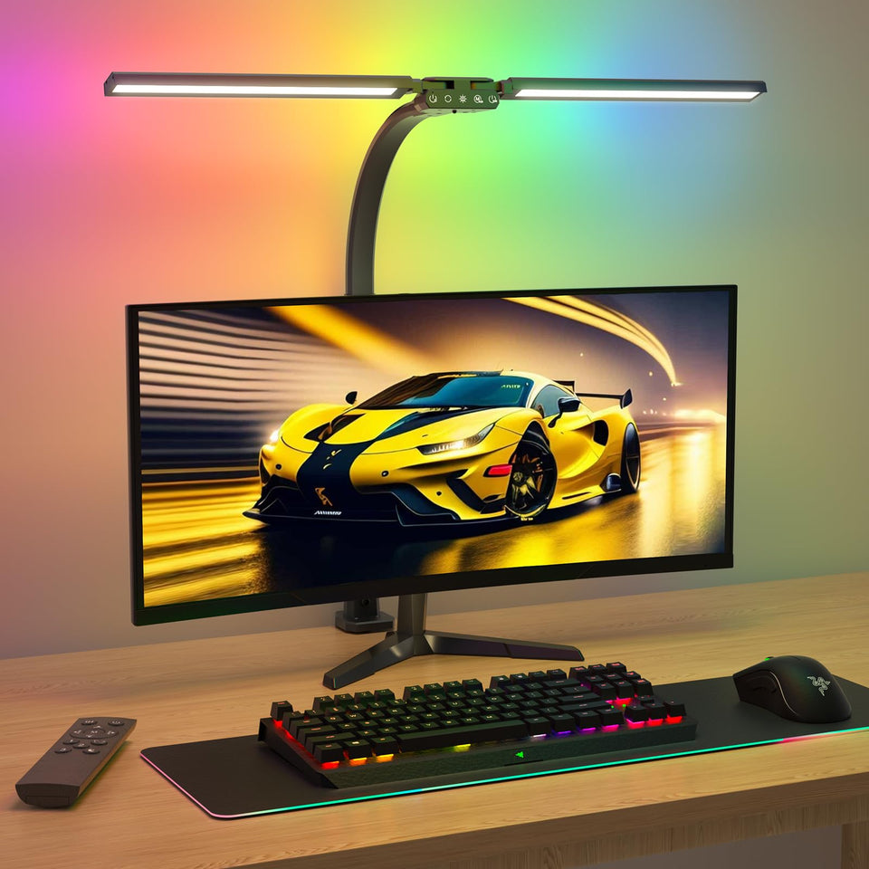 SIBRILLE upgraded LED desk lamp with rotatable heads delivering even illumination across a large workspace