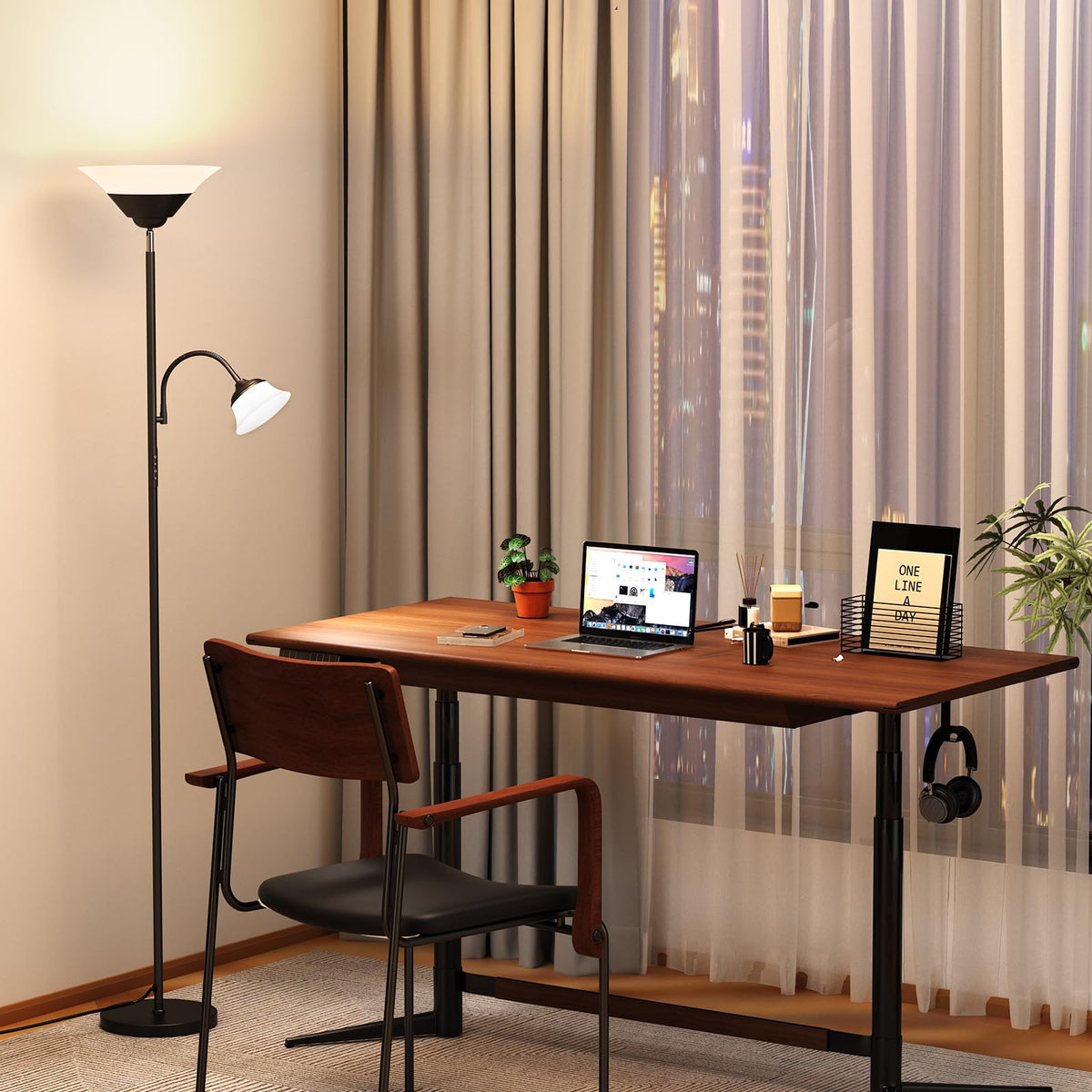 SIBRILLE 72-inch tall design fits corners in modern rooms.