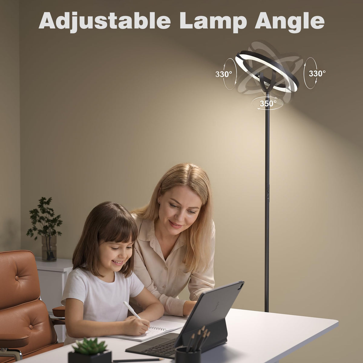 SIBRILLE floor lamp with remote and button controls for easy use.