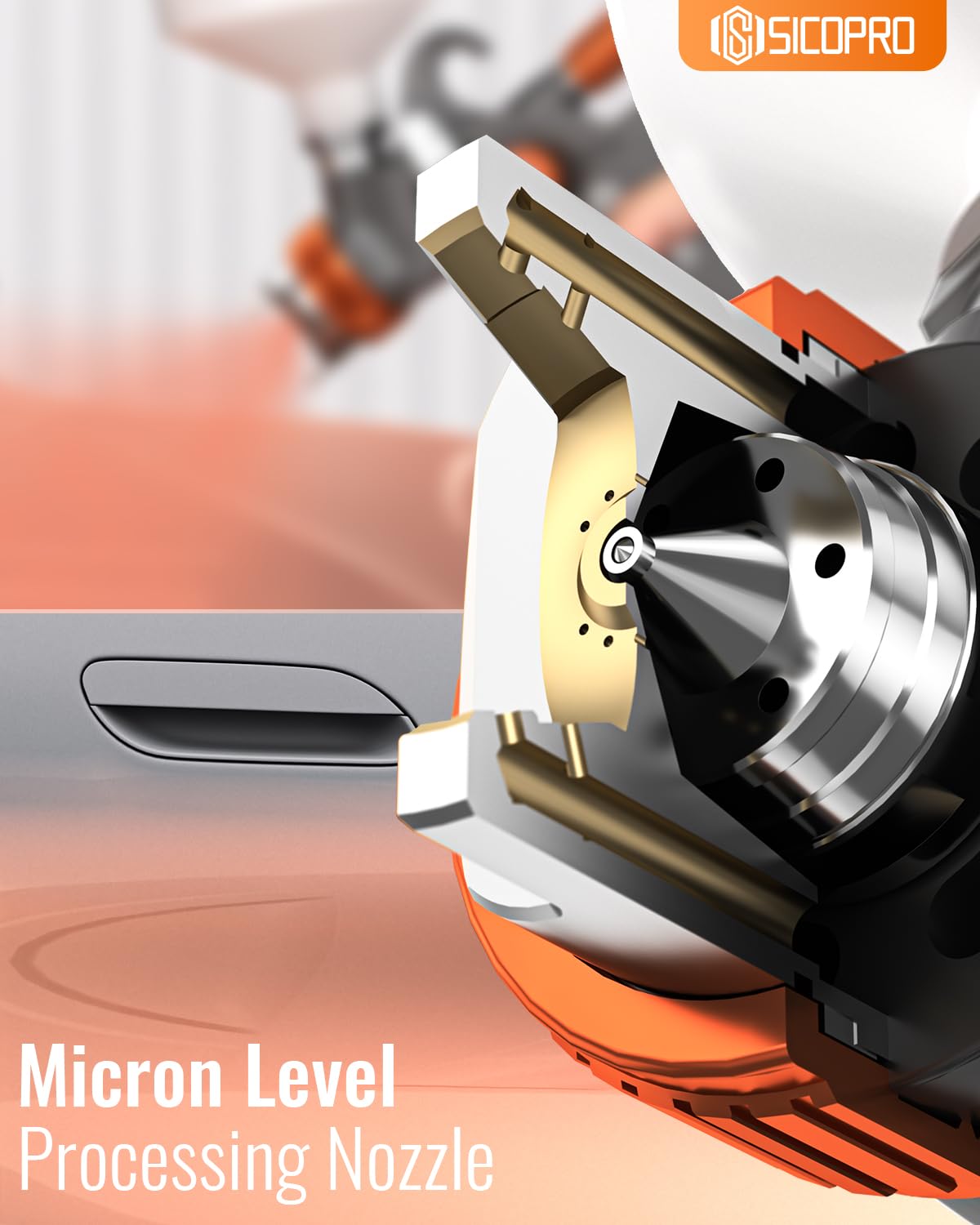 SICOPRO brass nozzle ensures consistent spray pressure for even coating and reduced waste