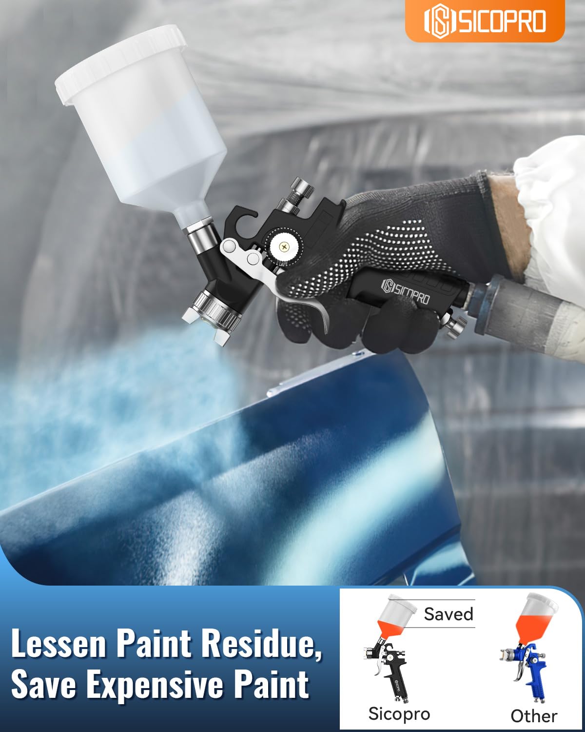 Nozzle detail highlights 15-hole precision for even atomization.