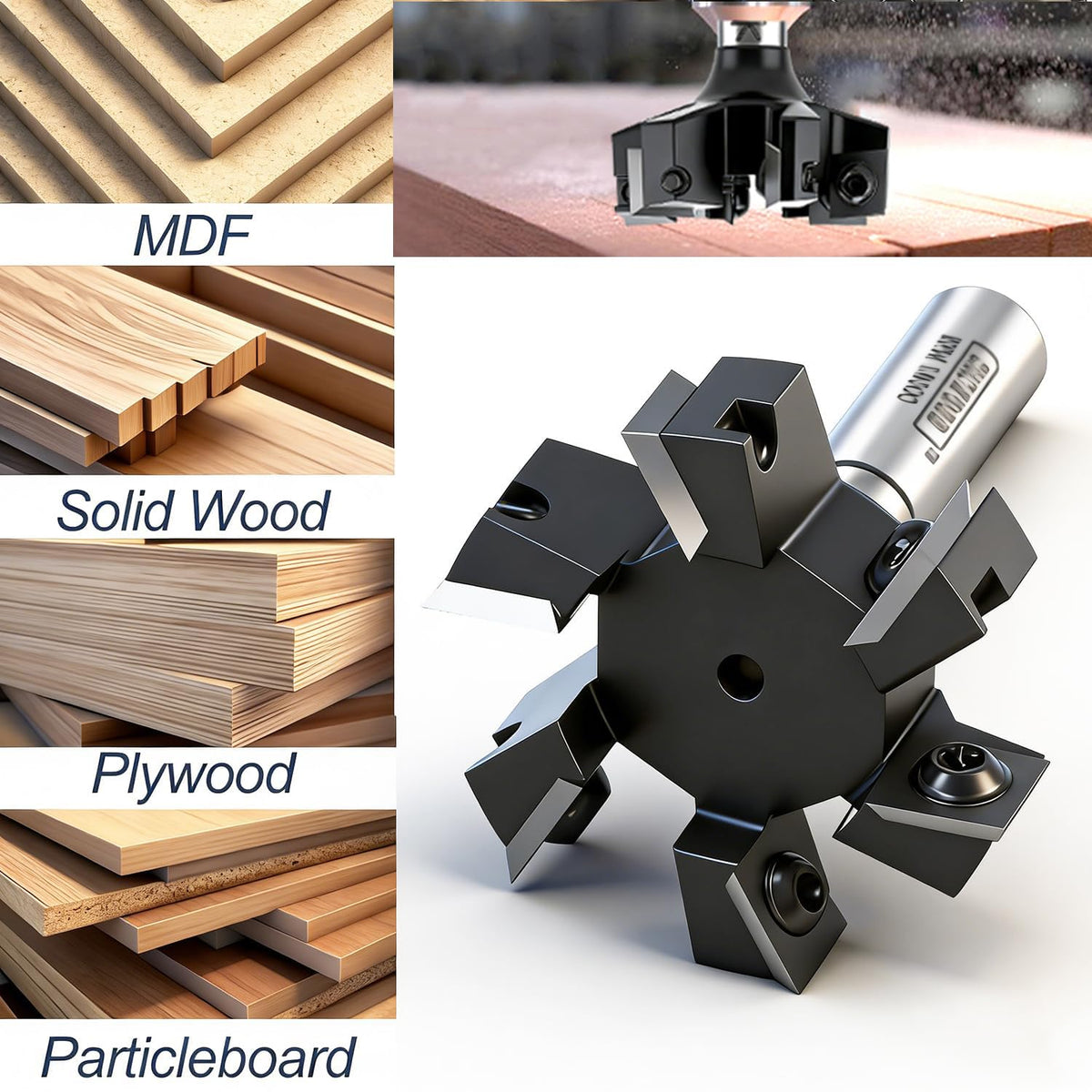 SICWOOD 6-wing cutting blade close-up shows sharp, efficient material removal.