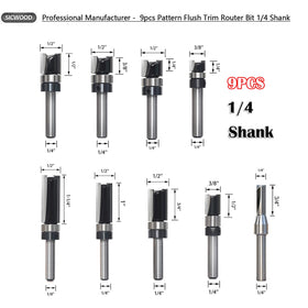 SICWOOD carbide-tipped top bearing router bit highlights template routing capability.