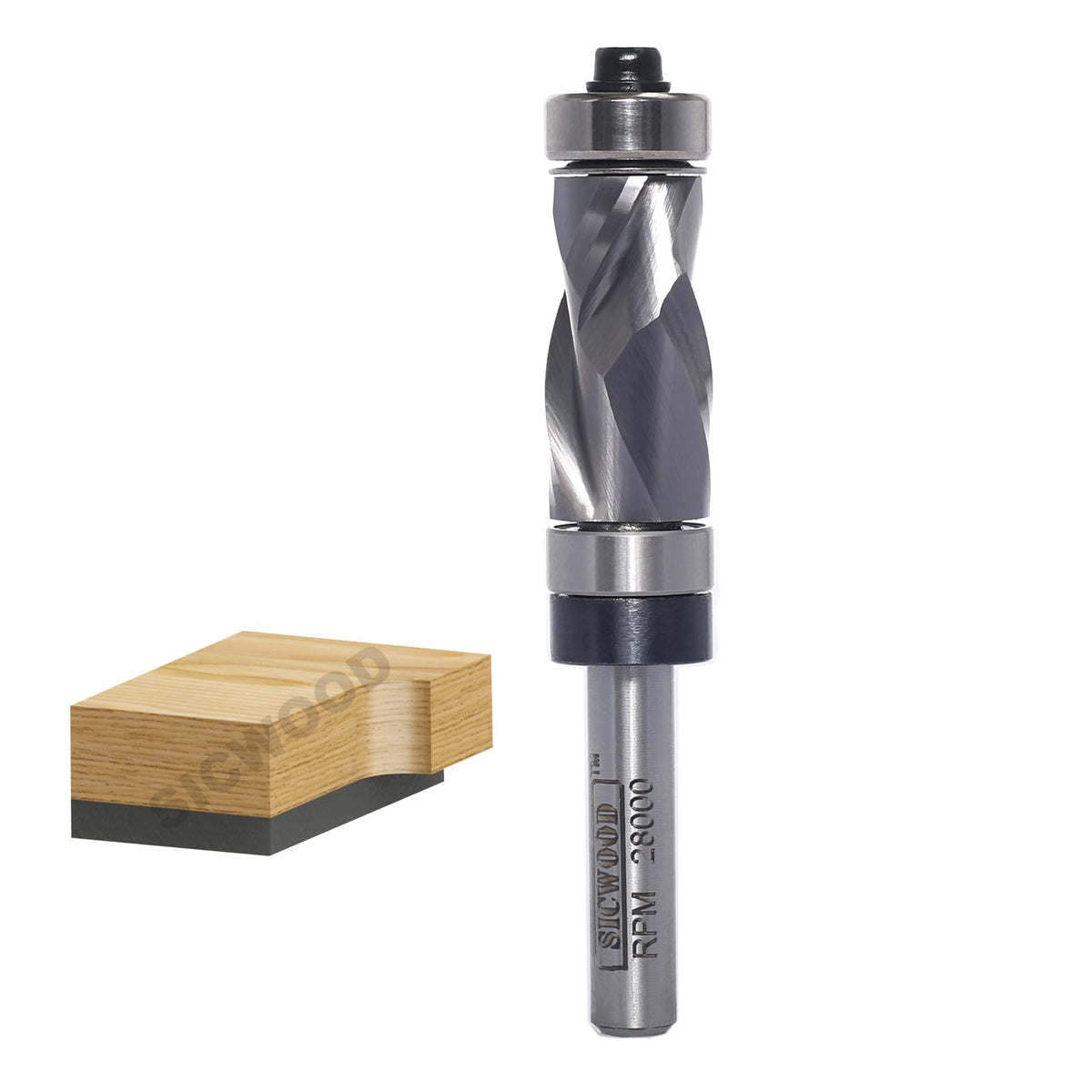 SICWOOD compression flush trim bit for precise end-trim finishes.