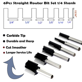 SICWOOD straight router bit set 1/4 inch diameter versatile for hobby routers